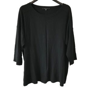 Cyrus Sweater Tunic black Ribbed Cotton Viscose Blend  Womens Plus Sz 2X